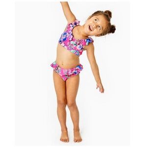 Lilly Pulitzer Pink Hibiscus Girls Bikini Size 8- Excellent Condition!